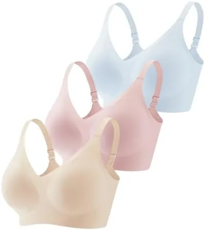 vinfact 3 pack womens wireless no underwire comfort soft bras pullover jelly support seamless sleep tshirt everyday bralette